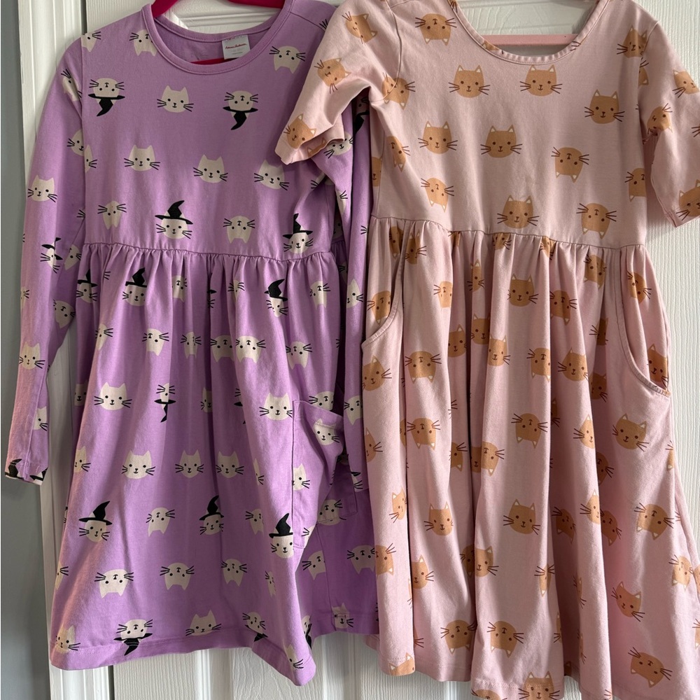 Hanna Andersson girls dresses - Purple and Pink Cat Print